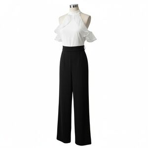 QUIZ Elegant Black and White Ruffle Jumpsuit Size 18
